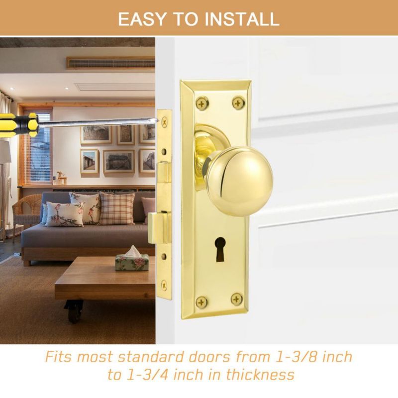 Cerradura de mortaja newliplace pack de 3 en acabado dorado 35‑45 mm