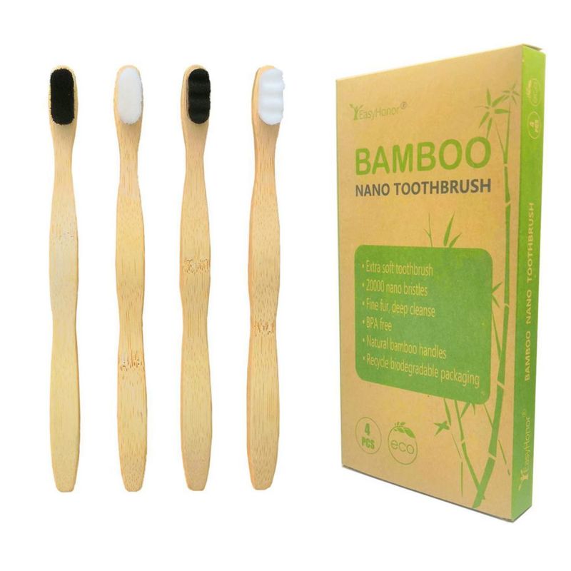 Cepillo de dientes EasyHonor de bambú – Pack de 4 ultra suave