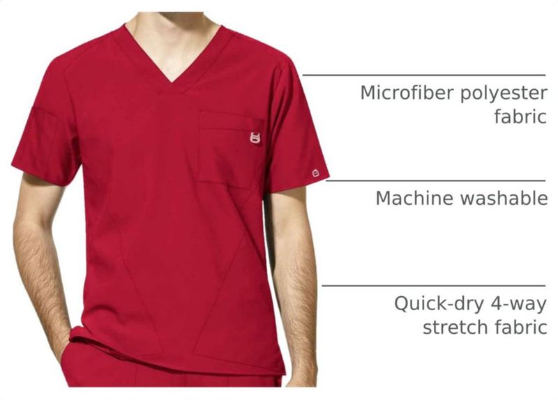 Top de Scrub WINK W123 Cuello en V Rojo Talla XL
