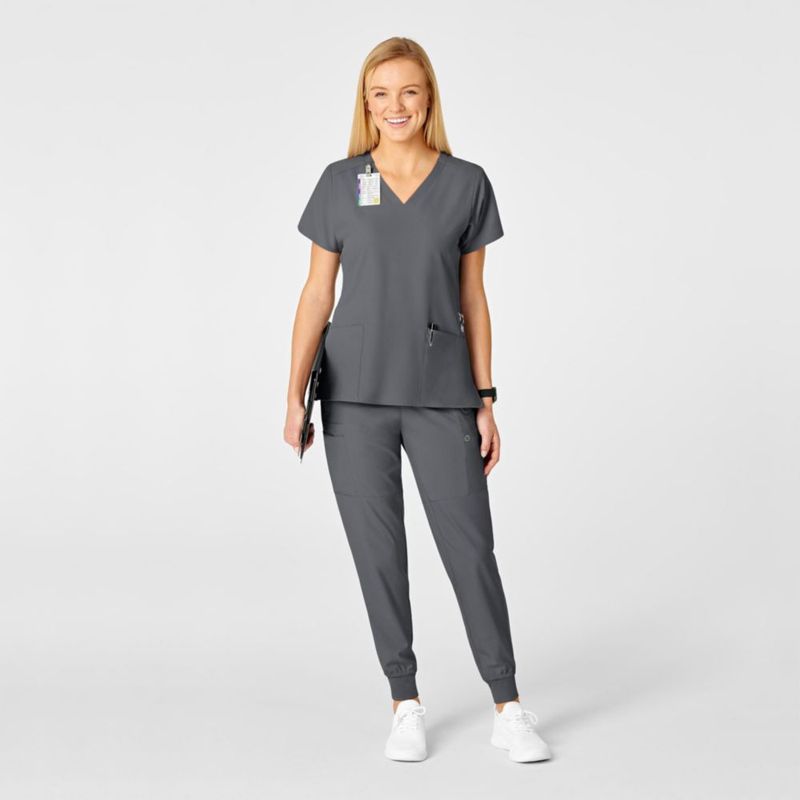 Top de Scrubs WINK W123 Cuello en V Peltre - Talla M