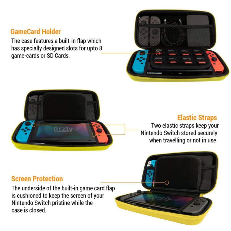 Estuche de transporte Orzly para Switch OLED - Amarillo