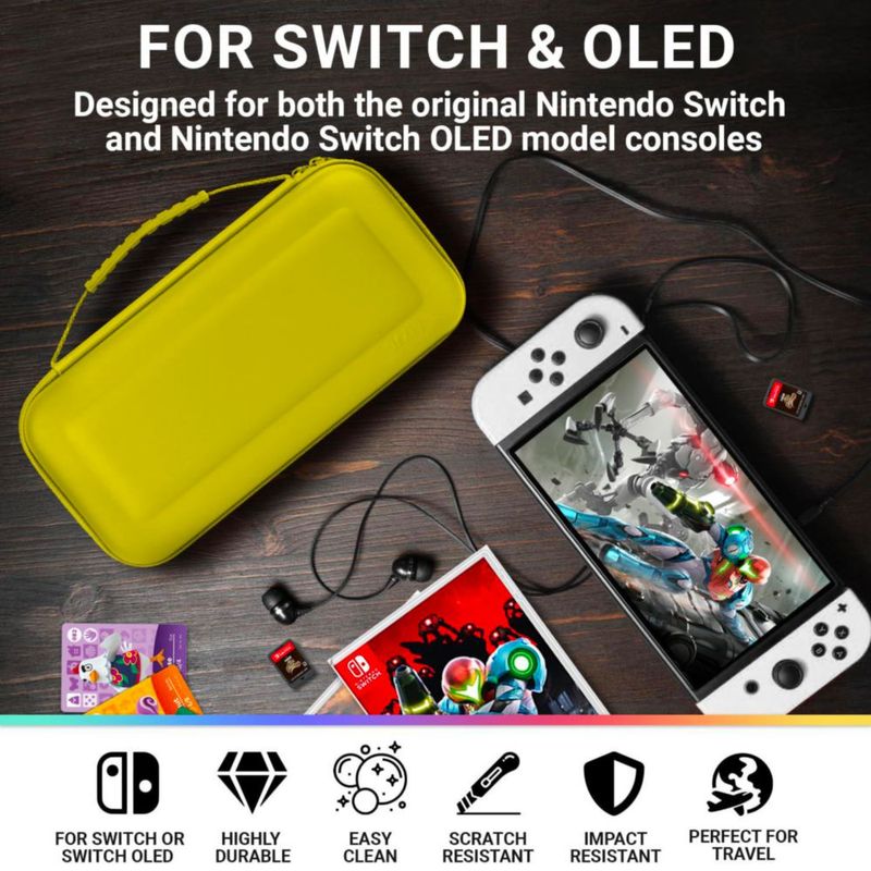 Estuche de transporte Orzly para Switch OLED - Amarillo