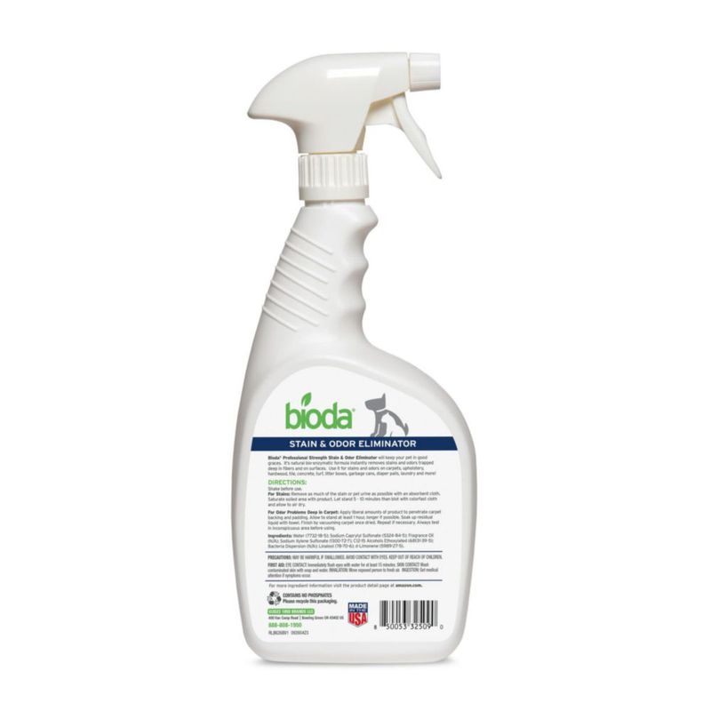 Eliminador de manchas y olores enzimático Bioda 946 ml para mascotas