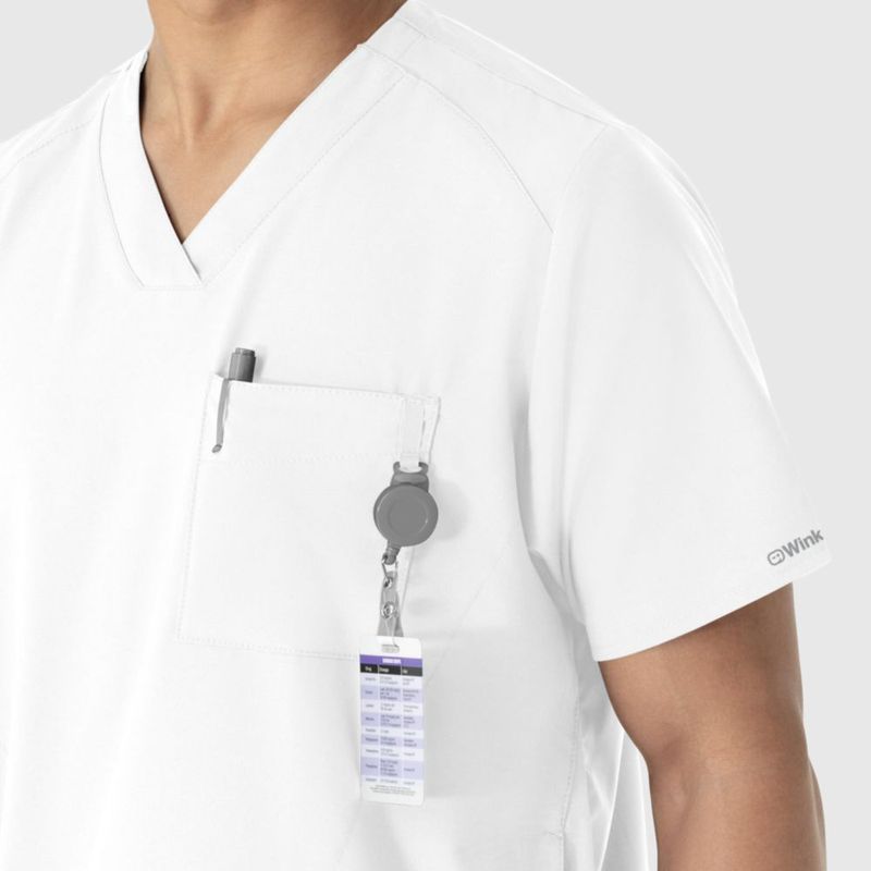 Top de Scrub WINK Cuello en V 6 Bolsillos Blanco 5X-Large