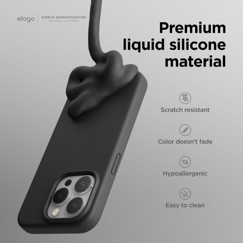 Funda de silicona negra para iPhone 15 Pro Max – elago