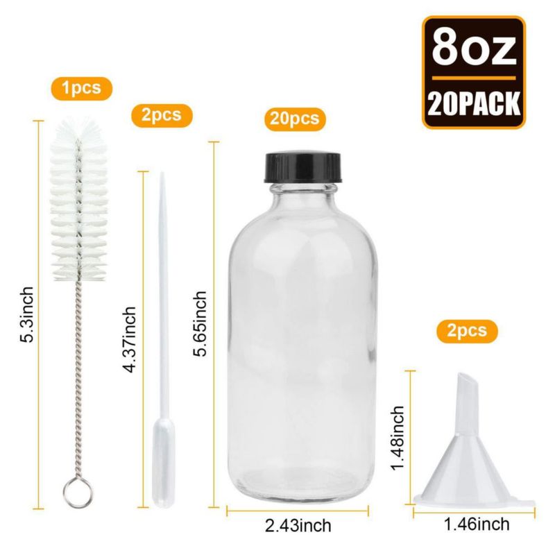 Botella Maredash 240 ml de vidrio transparente paquete de 20