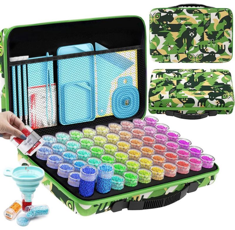 Caja de Almacenamiento ARTDOT 60 Compartimentos para Kits de Arte de Diamantes Portátil