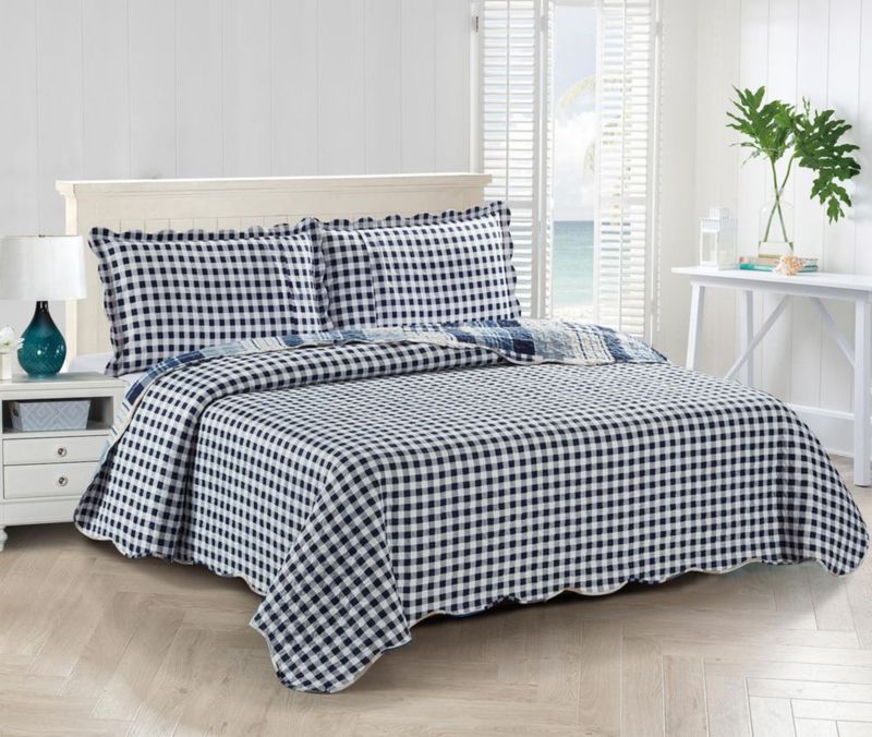 Juego de Edredón Brilliant Sunshine King reversible con Cuadros Azules