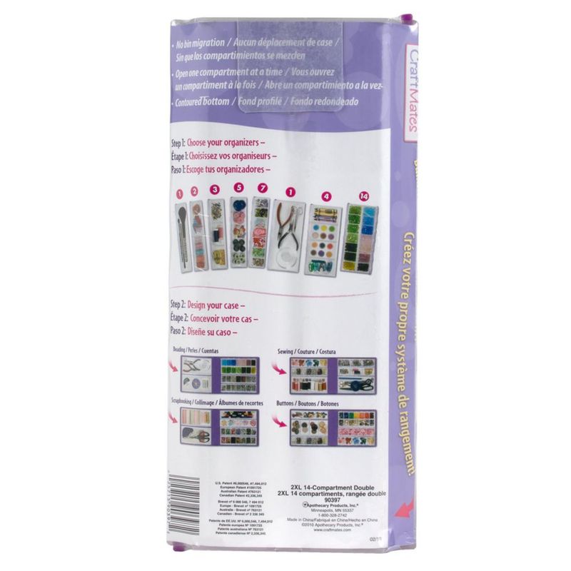 Organizador de Cuentas CRAFT MATES 2XL de 14 Compartimentos Transparentes