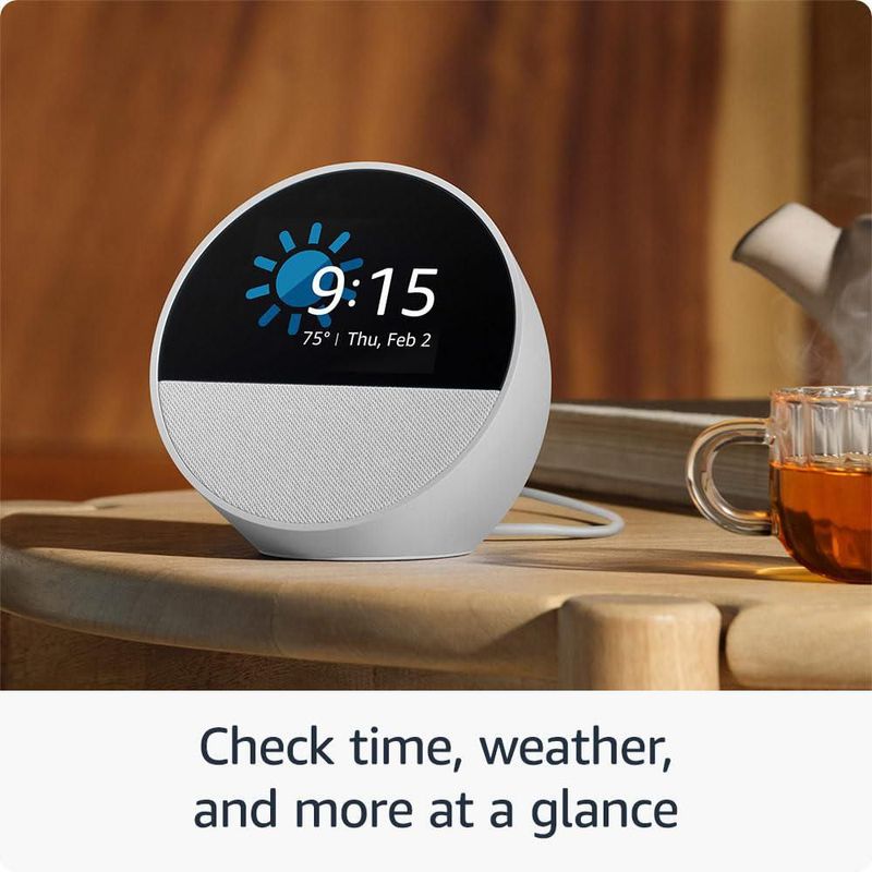 Reloj despertador inteligente Amazon Echo Spot 2024 con Alexa White