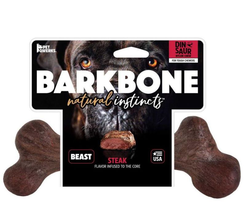 Hueso de Nylon para Perro Qwerks 28 cm Sabor Bistec – Ideal para Masticadores Agresivos