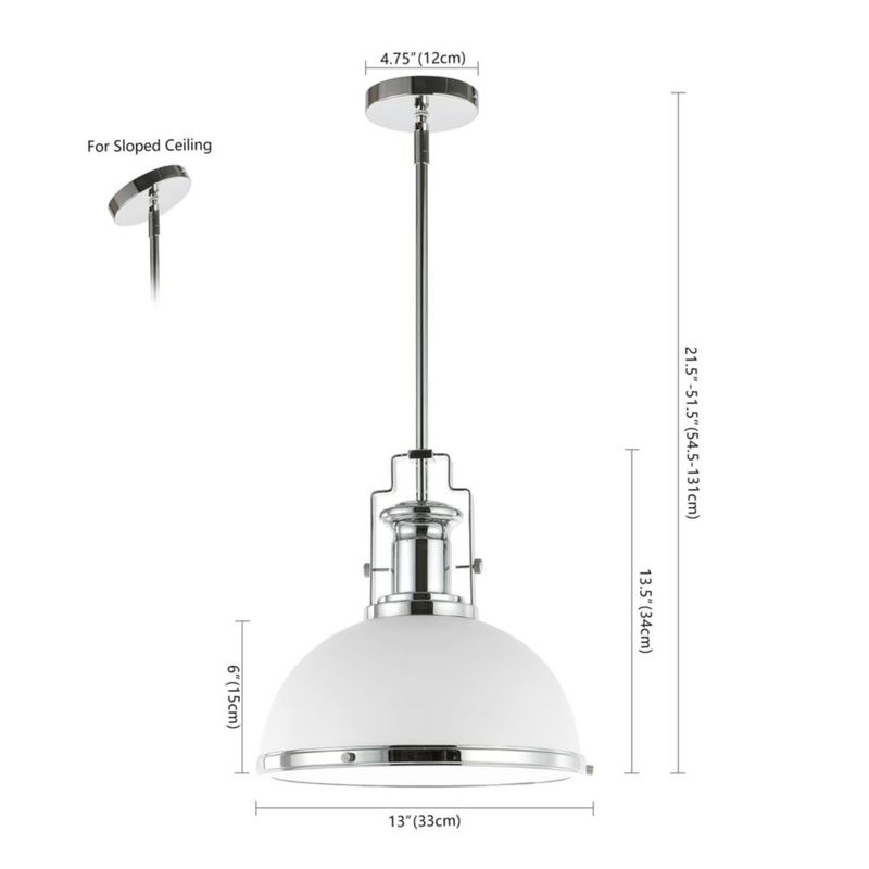 Lámpara colgante industrial JONATHAN Y 33 cm blanco/cromo