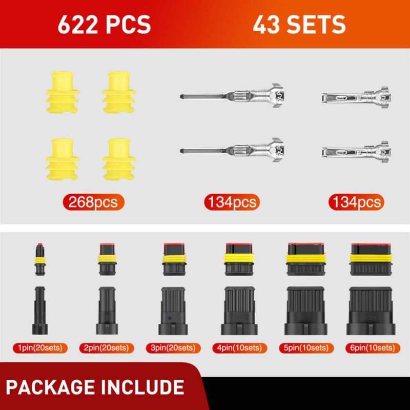 Conector Nilight 622 piezas 1‑6 pines Plug & Play
