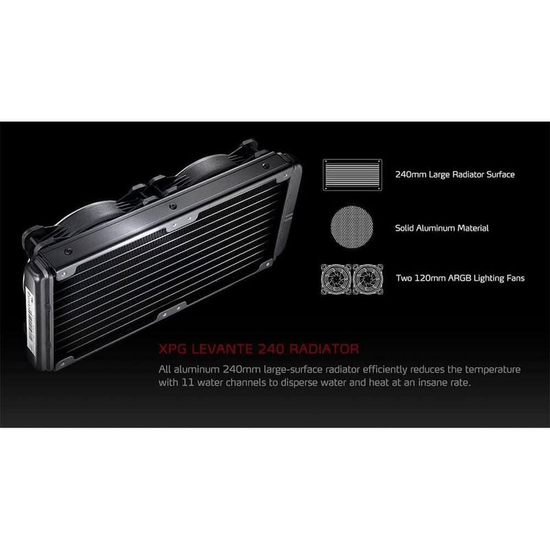 Enfriador de agua para CPU XPG Levante 240 ARGB con 2 ventiladores de 120 mm