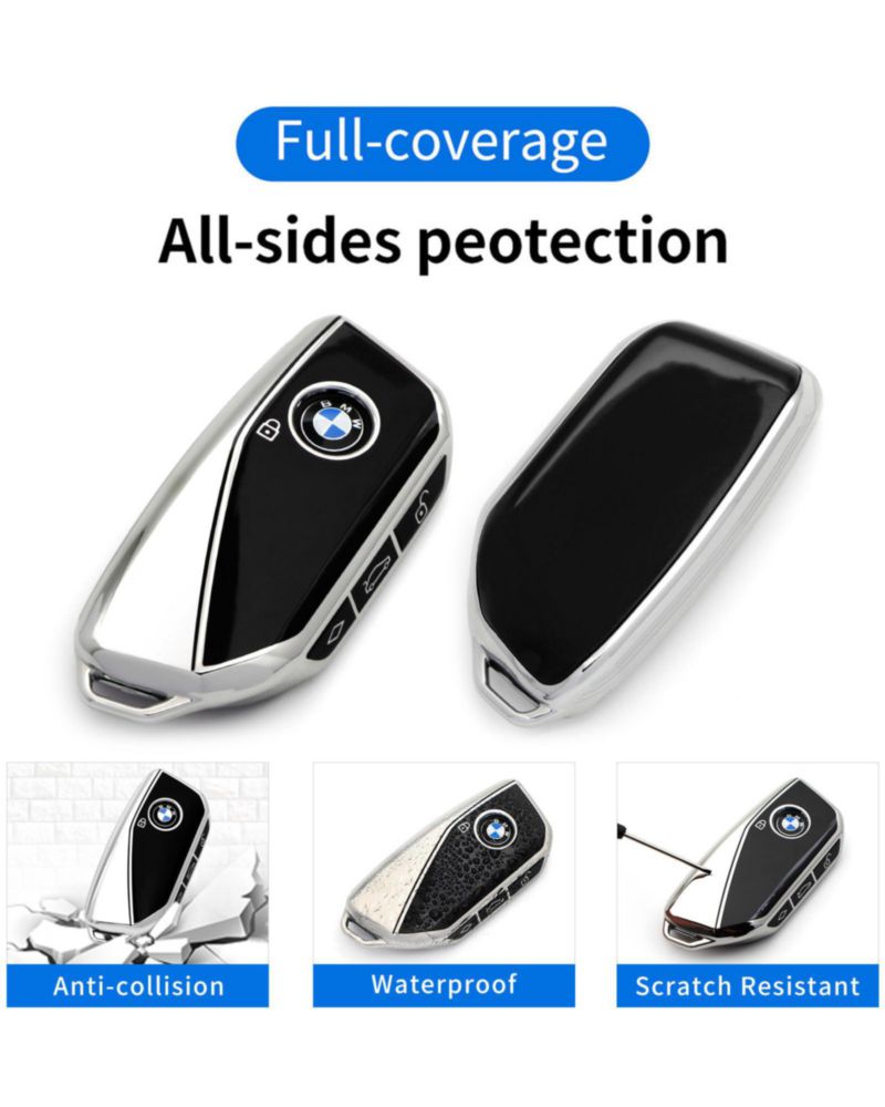 Set de funda negra para llave de coche BMW X5 con llavero HAOYOUMEI