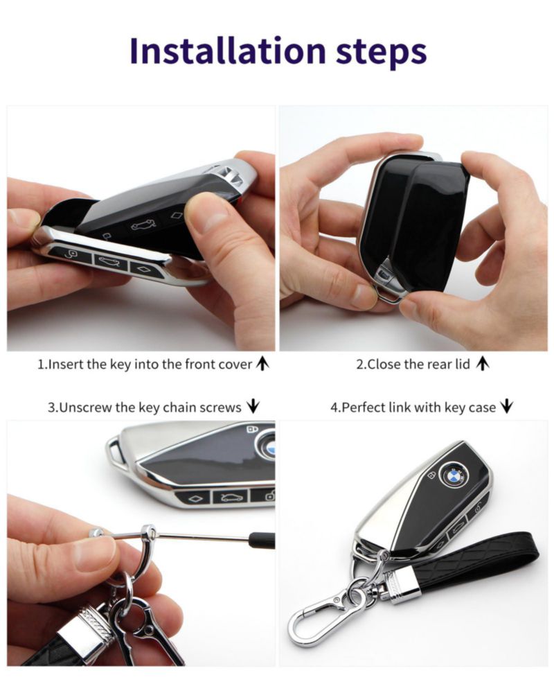 Set de funda negra para llave de coche BMW X5 con llavero HAOYOUMEI