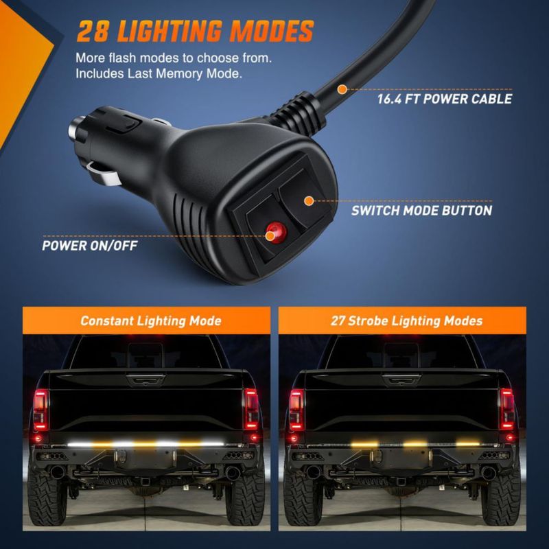 Luz de cola Nilight 150 cm Ámbar/Blanca con Estroboscopio