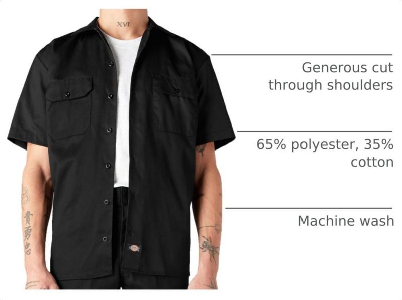 Camisa de trabajo Dickies negra de manga corta XT