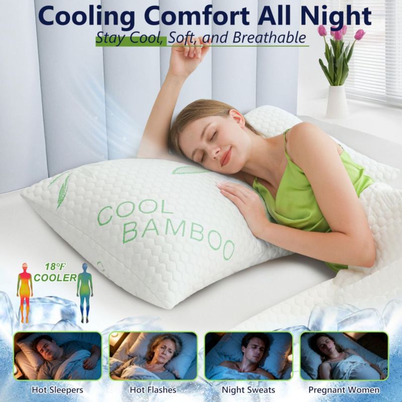 Juego de 2 almohadas DGPEAR King Size con bambú refrescante