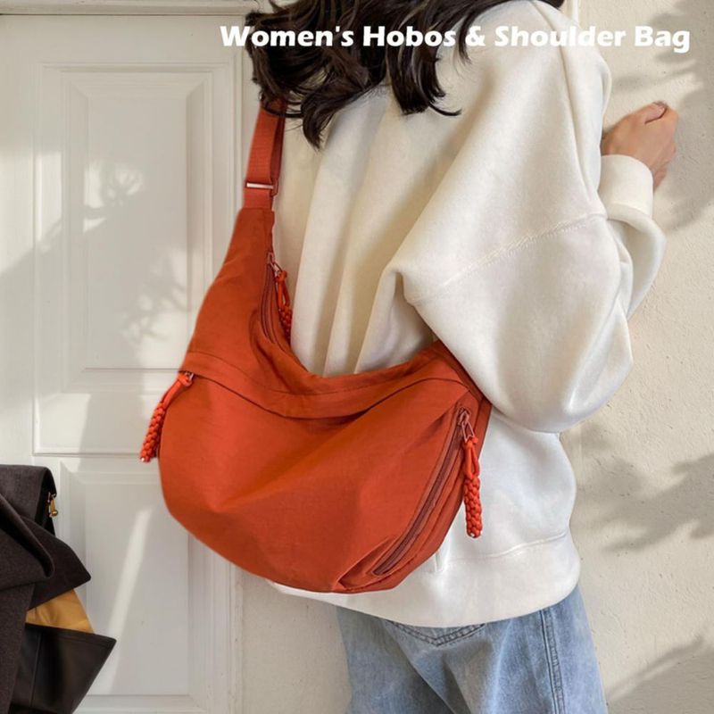 Bolso bandolera de forma media luna SURANXING 27x19x10 cm Naranja Nylon