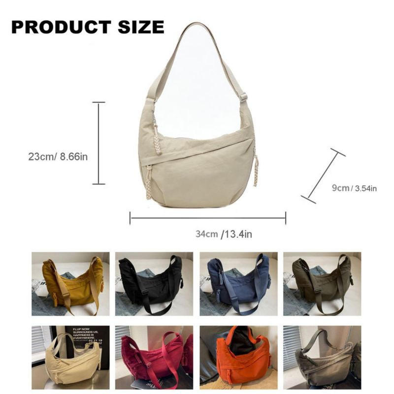 Bolso bandolera de forma media luna SURANXING 27x19x10 cm Naranja Nylon