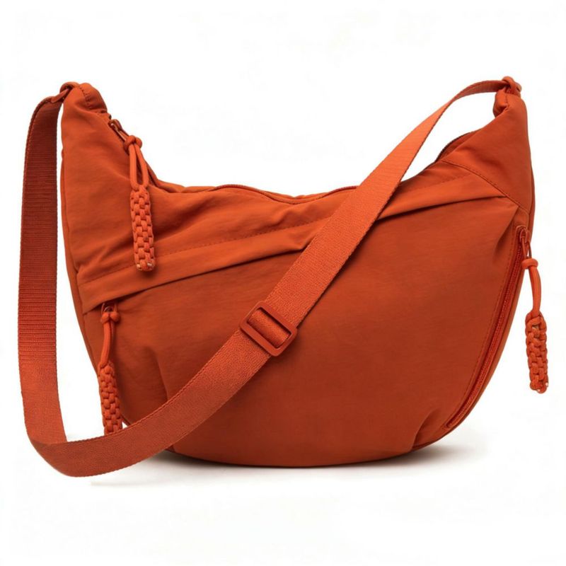 Bolso bandolera de forma media luna SURANXING 27x19x10 cm Naranja Nylon
