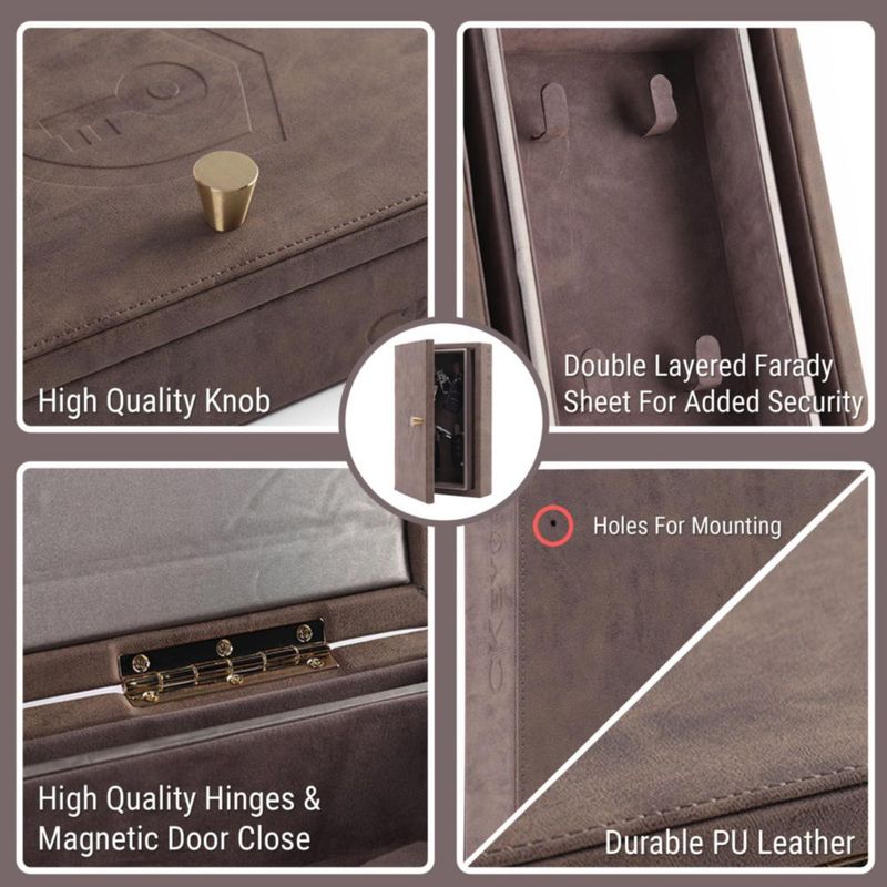 Caja Faraday CKEYRE XL de Cuero PU Bloqueadora de Señales
