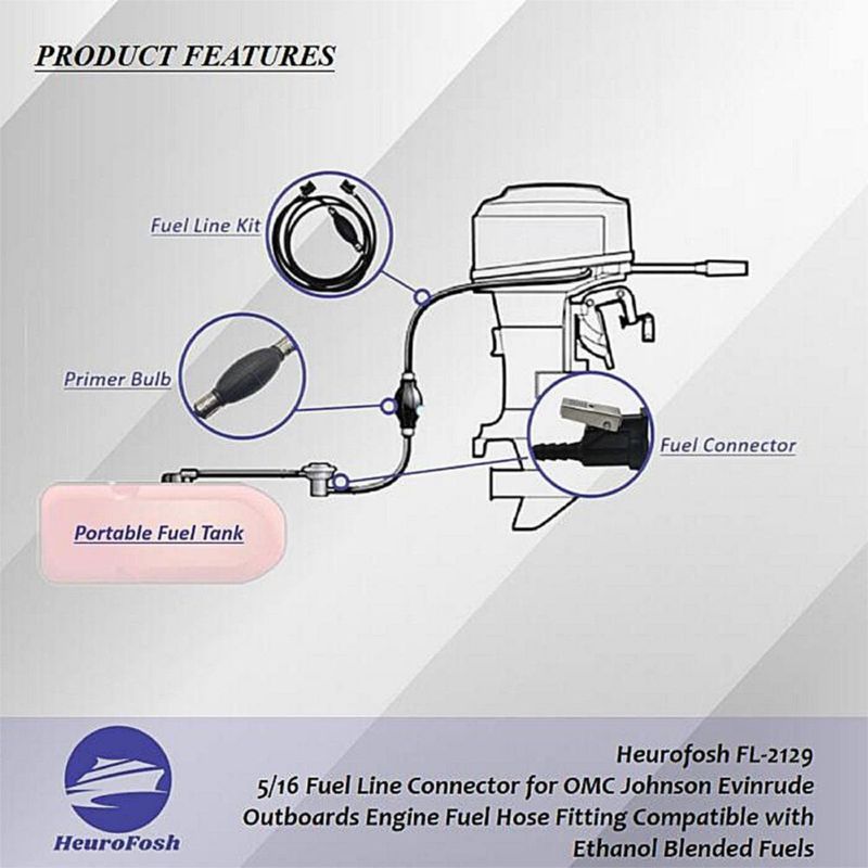 Conector de tanque de combustible Heurofosh 08 cm 8 mm OMC Evinrude