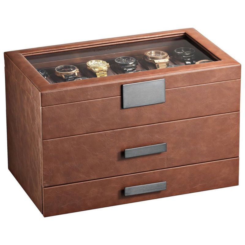 Caja de exhibición de lujo Glenor de 24 compartimentos color marrón