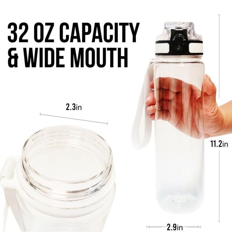Botella GearTek 1000 ml Transparente con Tapa de Sorbete
