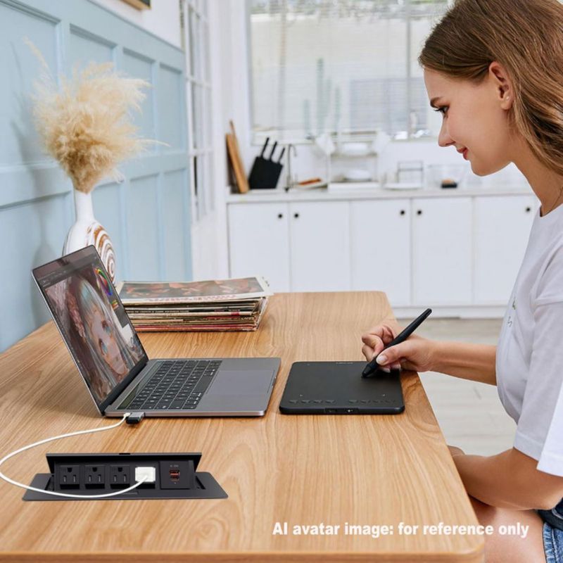 Regleta Pop‑Up TIANDIGP 26 cm 1875 W USB‑C 20 W Negro