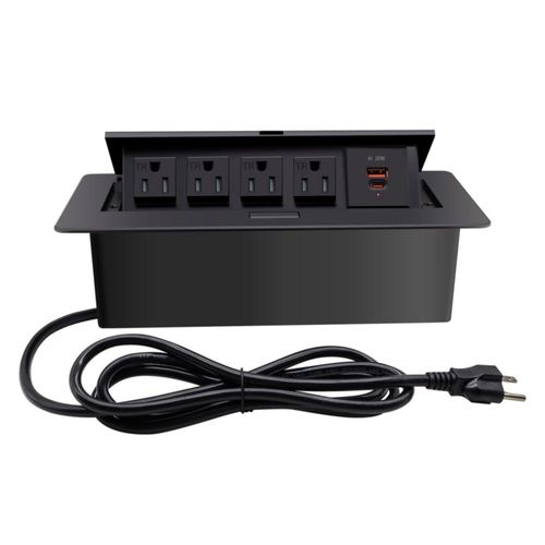Regleta Pop‑Up TIANDIGP 26 cm 1875 W USB‑C 20 W Negro