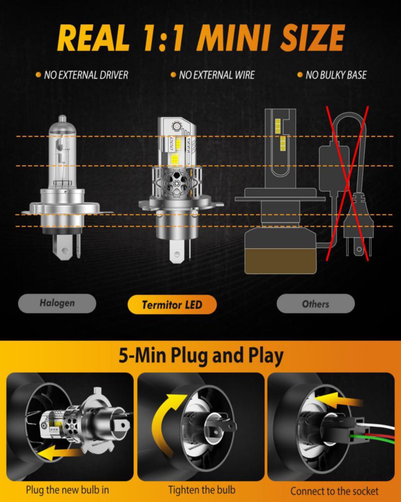 Bombilla Termitor H4/9003 90000 lm 6500 K IP68 (2 unidades)