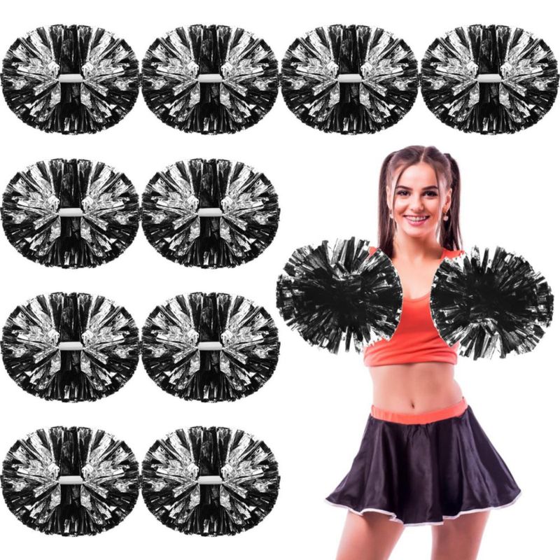 Pompones WILLBOND 24 uds negro y plateado 34 cm
