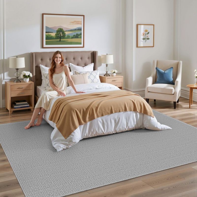 Alfombra Valenrug 183 x 274 cm Lavable Gris de Pelo Alto‑Bajo