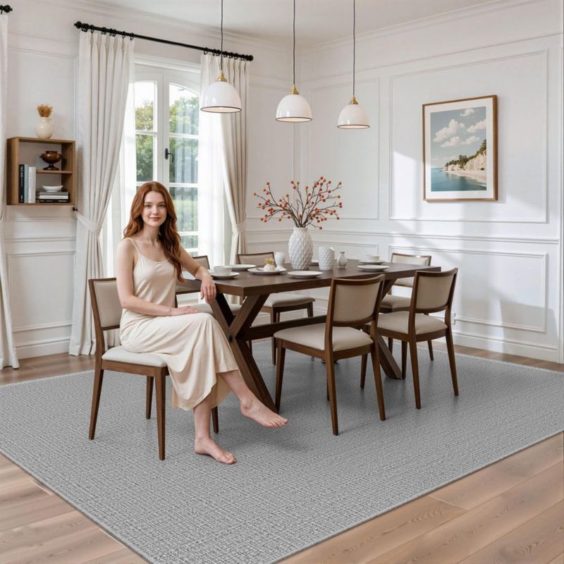 Alfombra Valenrug 183 x 274 cm Lavable Gris de Pelo Alto‑Bajo