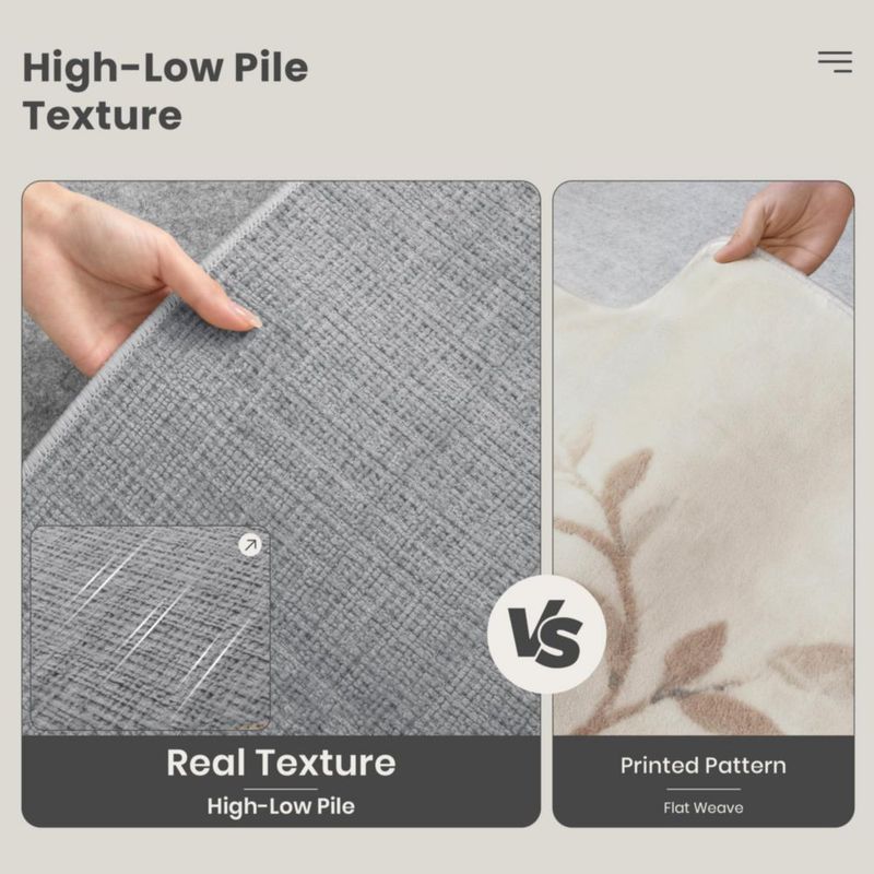 Alfombra Valenrug 183 x 274 cm Lavable Gris de Pelo Alto‑Bajo