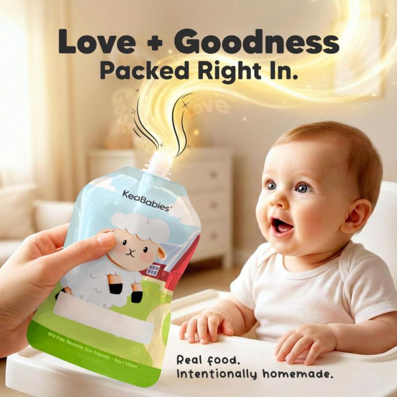 Bolsas de comida para bebé KeaBabies 150 ml (5 oz) pack de 12 sin BPA