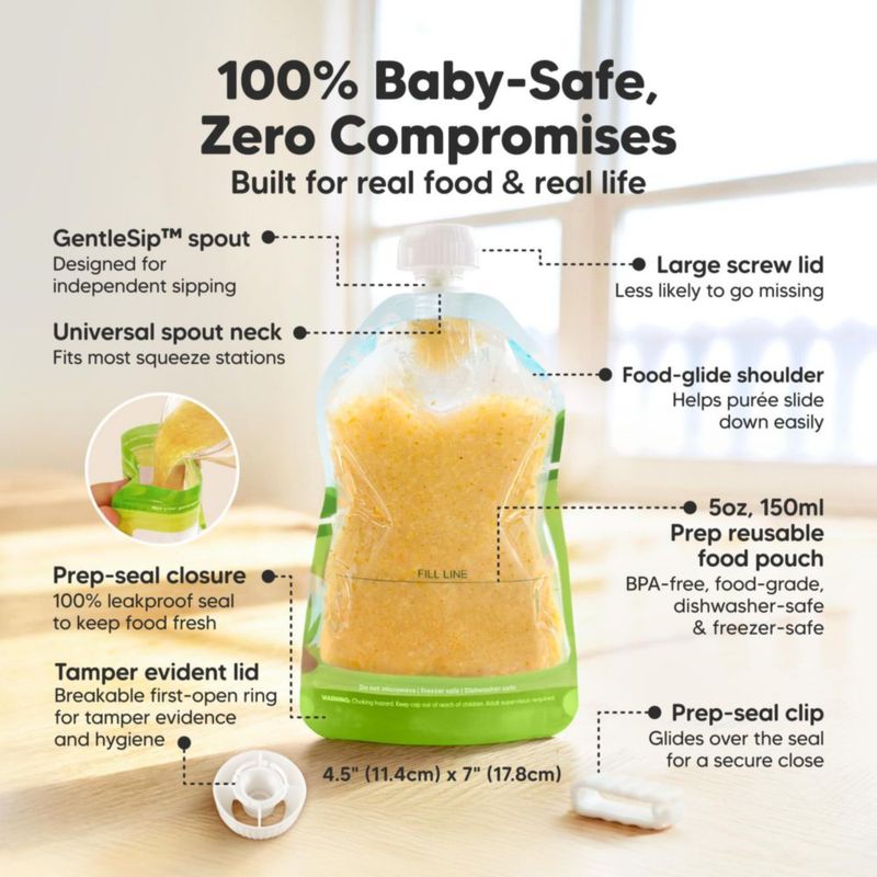 Bolsas de comida para bebé KeaBabies 150 ml (5 oz) pack de 12 sin BPA