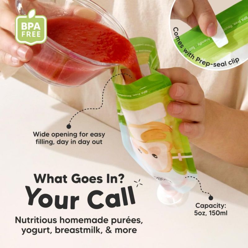Bolsas de comida para bebé KeaBabies 150 ml (5 oz) pack de 12 sin BPA