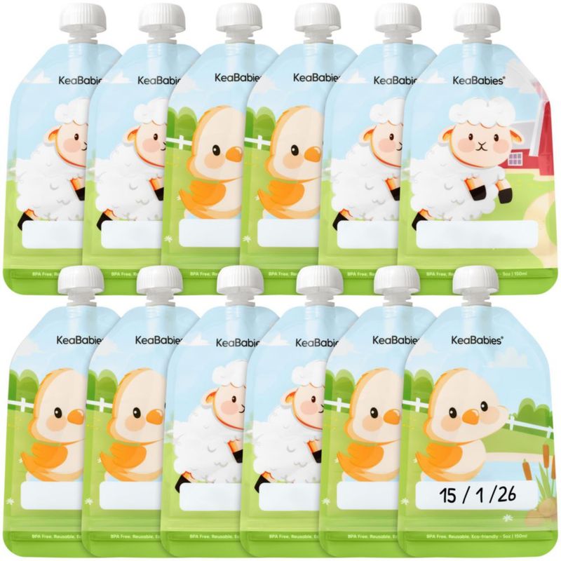 Bolsas de comida para bebé KeaBabies 150 ml (5 oz) pack de 12 sin BPA