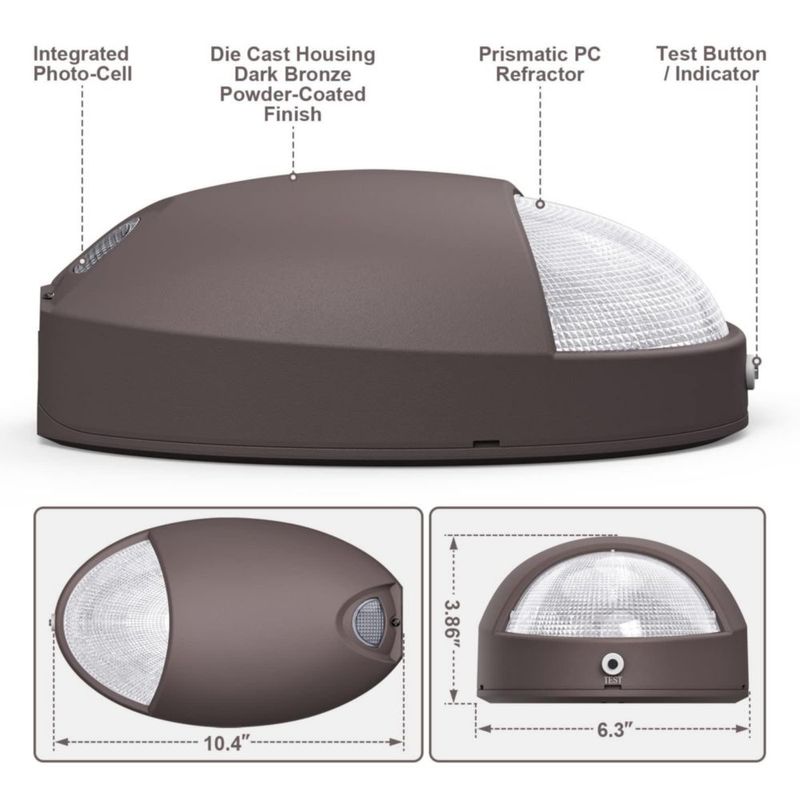 Luminaria de emergencia de pared SASELUX 120‑277 V impermeable paquete de 4
