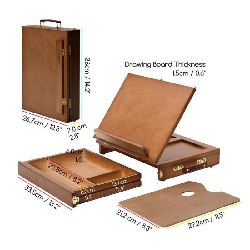 Caballete de Mesa MEEDEN con Cajón de Madera de Haya