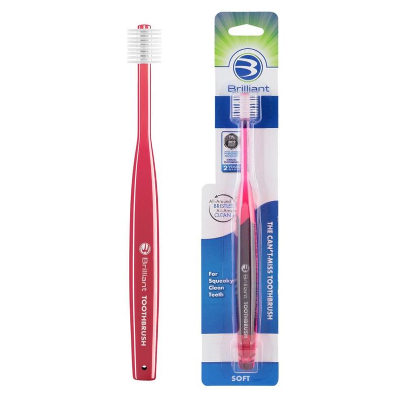 Cepillo de dientes Brilliant para adulto cerdas ultra suaves rojo – 1 unidad