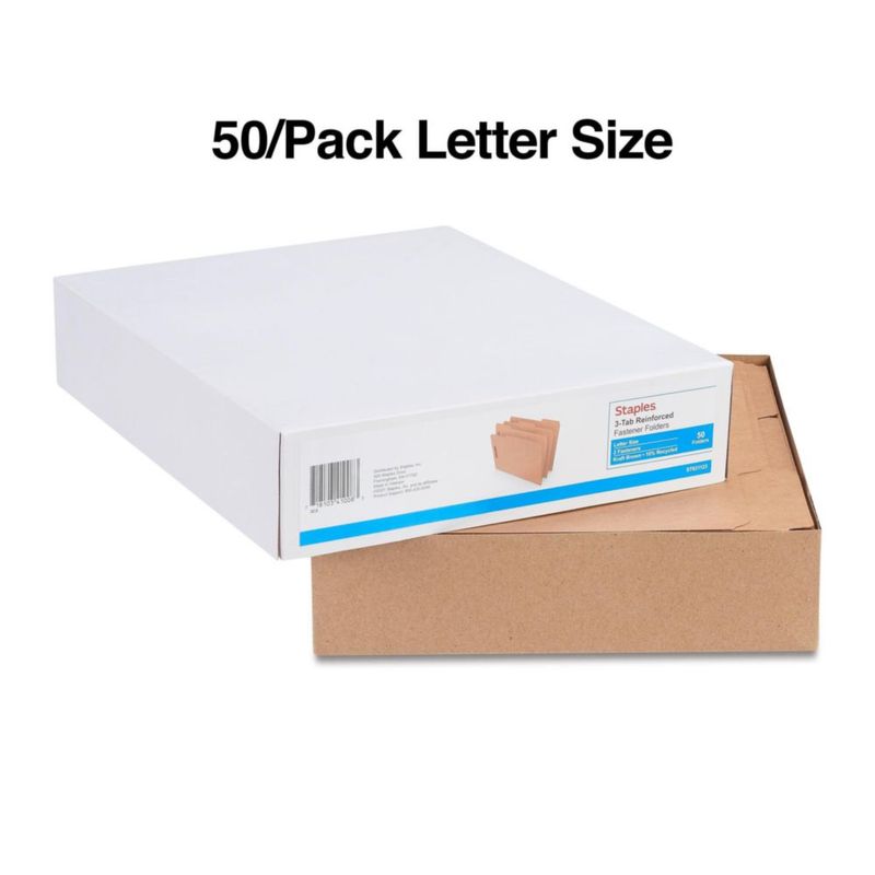 Carpeta de archivo con ganchos tamaño carta kraft – 50 unidades (Staples)