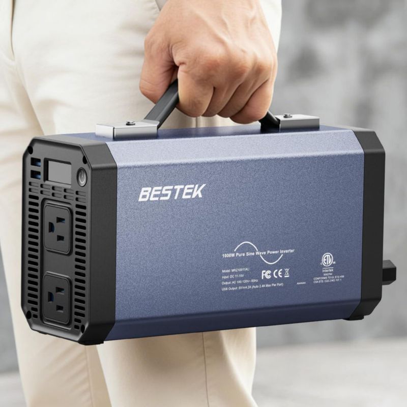 Inversor de corriente BESTEK 1000W Onda sinusoidal pura 12V a 110V con puertos USB 4.8A