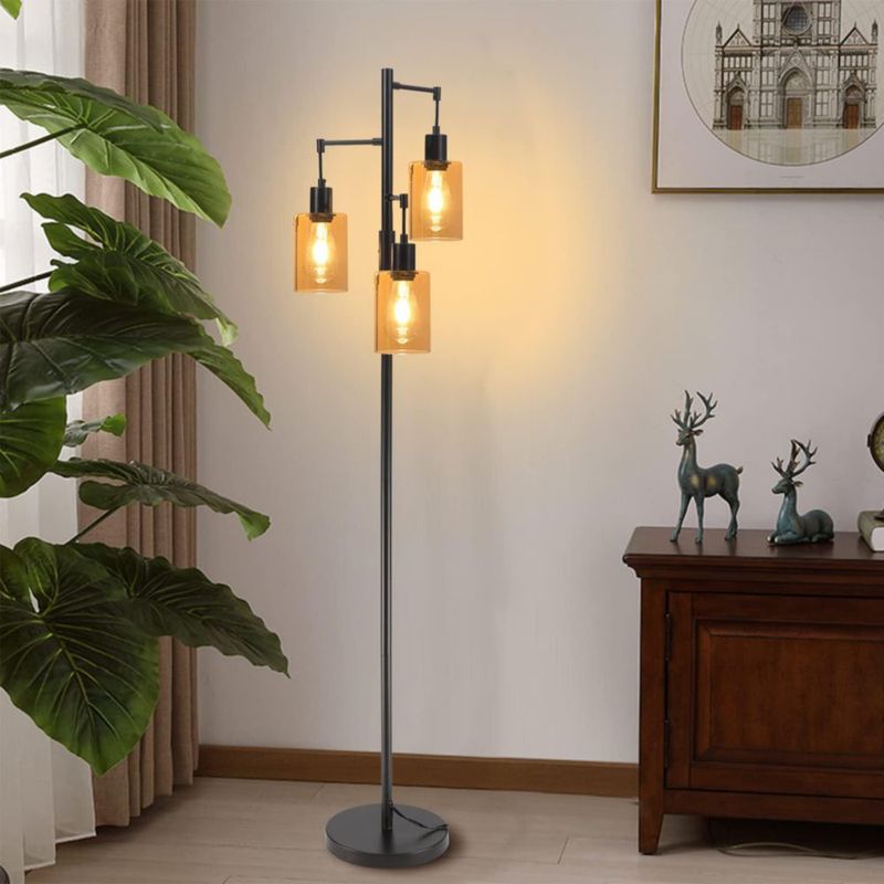 Lámpara de pie Liylan 167 cm 3 luces vidrio ámbar 120 V
