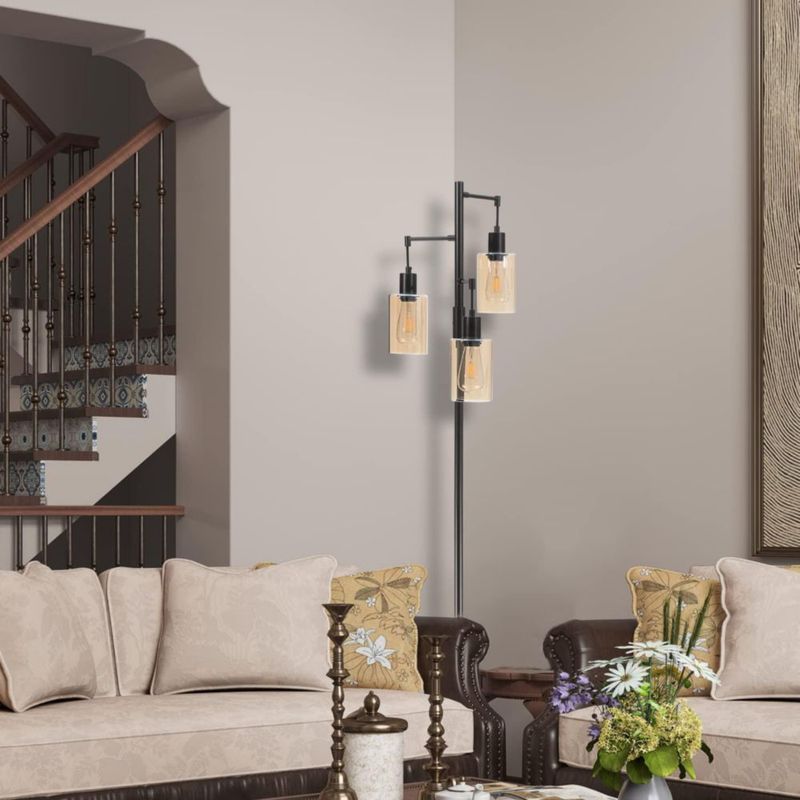 Lámpara de pie Liylan 167 cm 3 luces vidrio ámbar 120 V