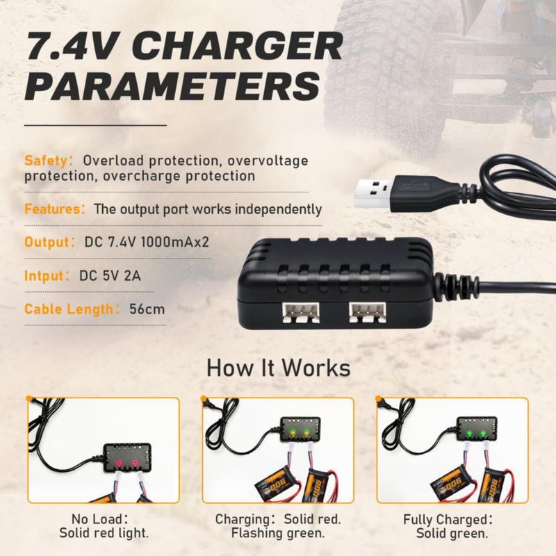 Batería VICMILE 7.4V 900mAh 2S 35C Lipo para coche RC