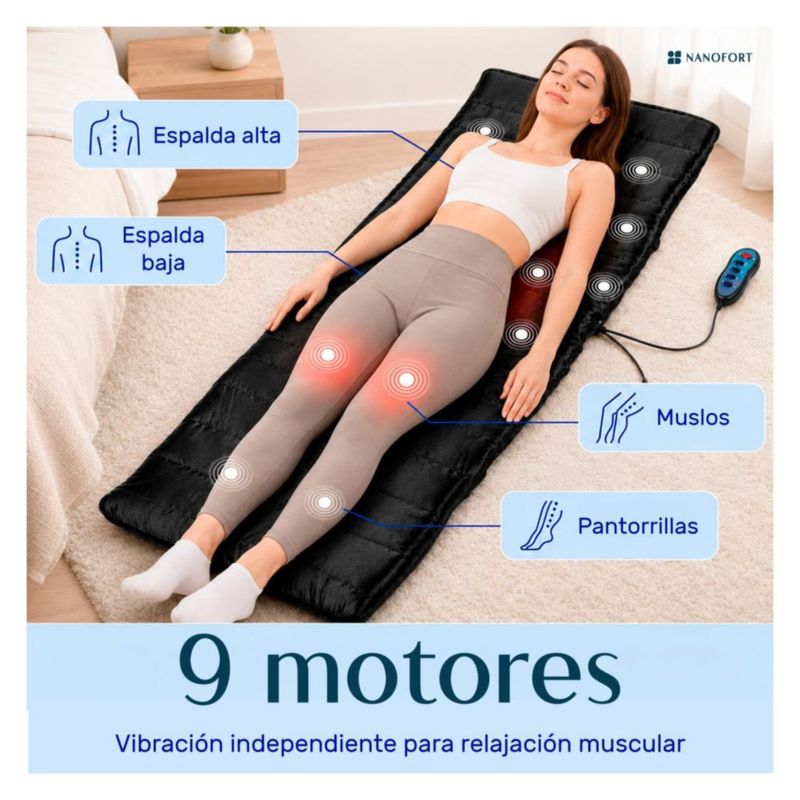 Colchon Masajeador Calor Cuerpo Completo 9 Motores Relajante Terapia